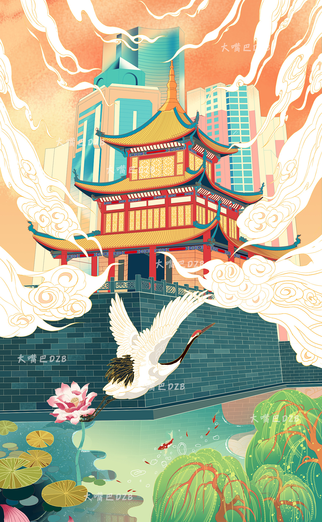 甲秀楼|插画|创作习作|大嘴巴dzb_原创作品-站酷zcool