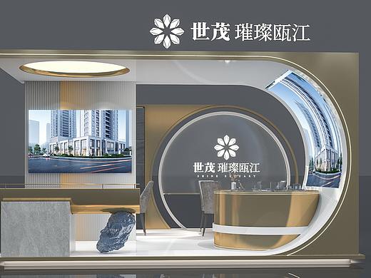 商场展位 展点展厅宣传室内世茂圆形圆圈 