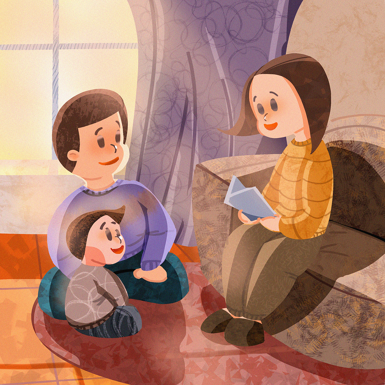 家庭教育主题插画（图ZMjM0MTU2MjEy） - 绘本 - 站酷设计师生活大魔王F原创素材 - 站酷ZCOOL
