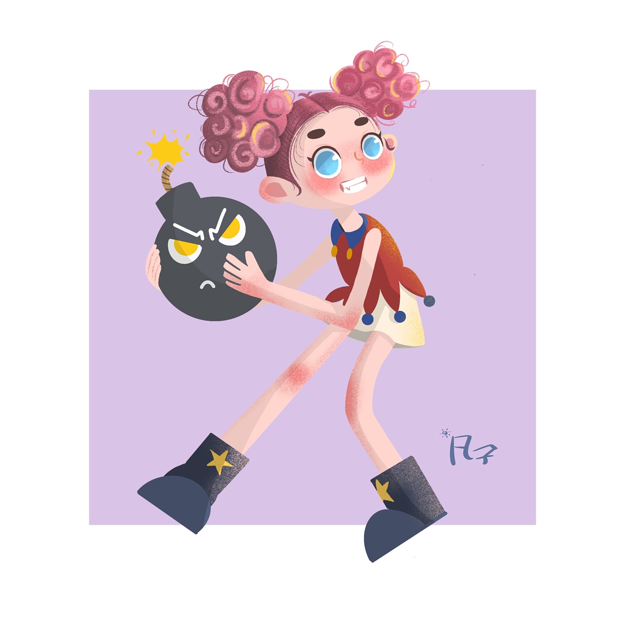 插画|调皮捣蛋的小女孩