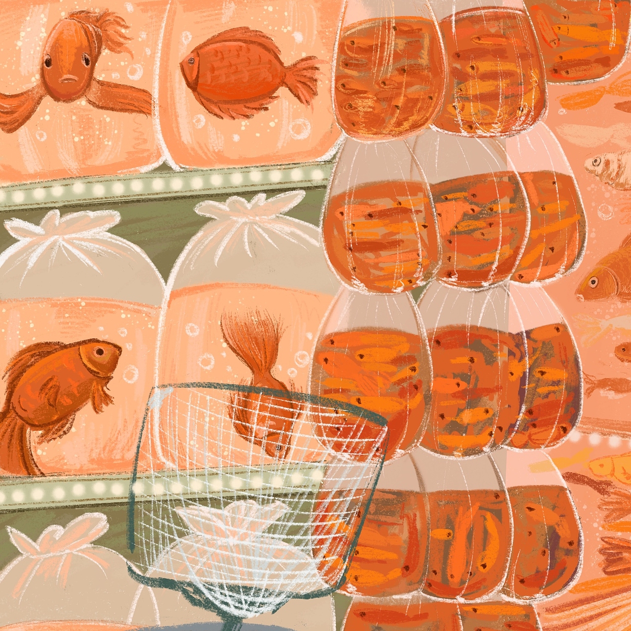 金鱼街（图ZMjUxOTU0MzUy） - 儿童插画 - 站酷设计师阿岛的信原创素材 - 站酷ZCOOL