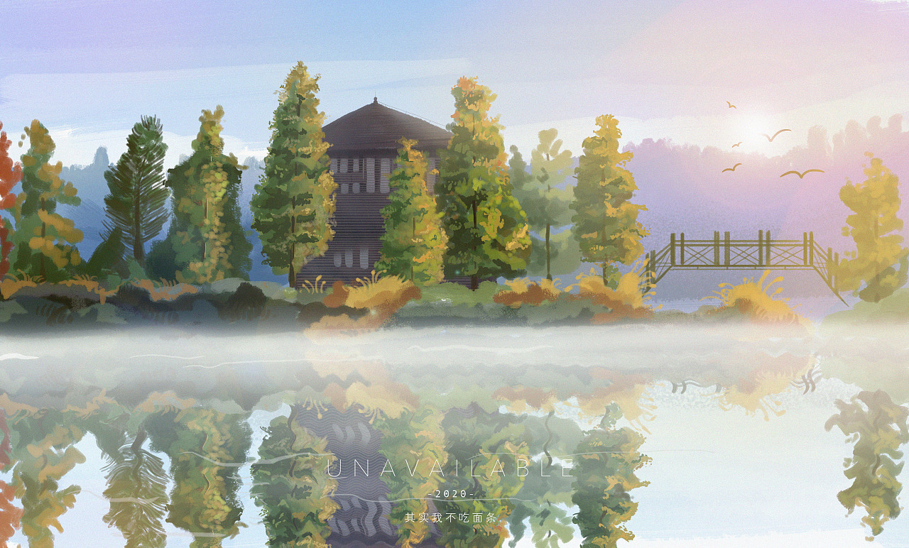 湖边|插画|创作习作|其实我不吃面条 - 原创作品 - 站酷 (zcool)