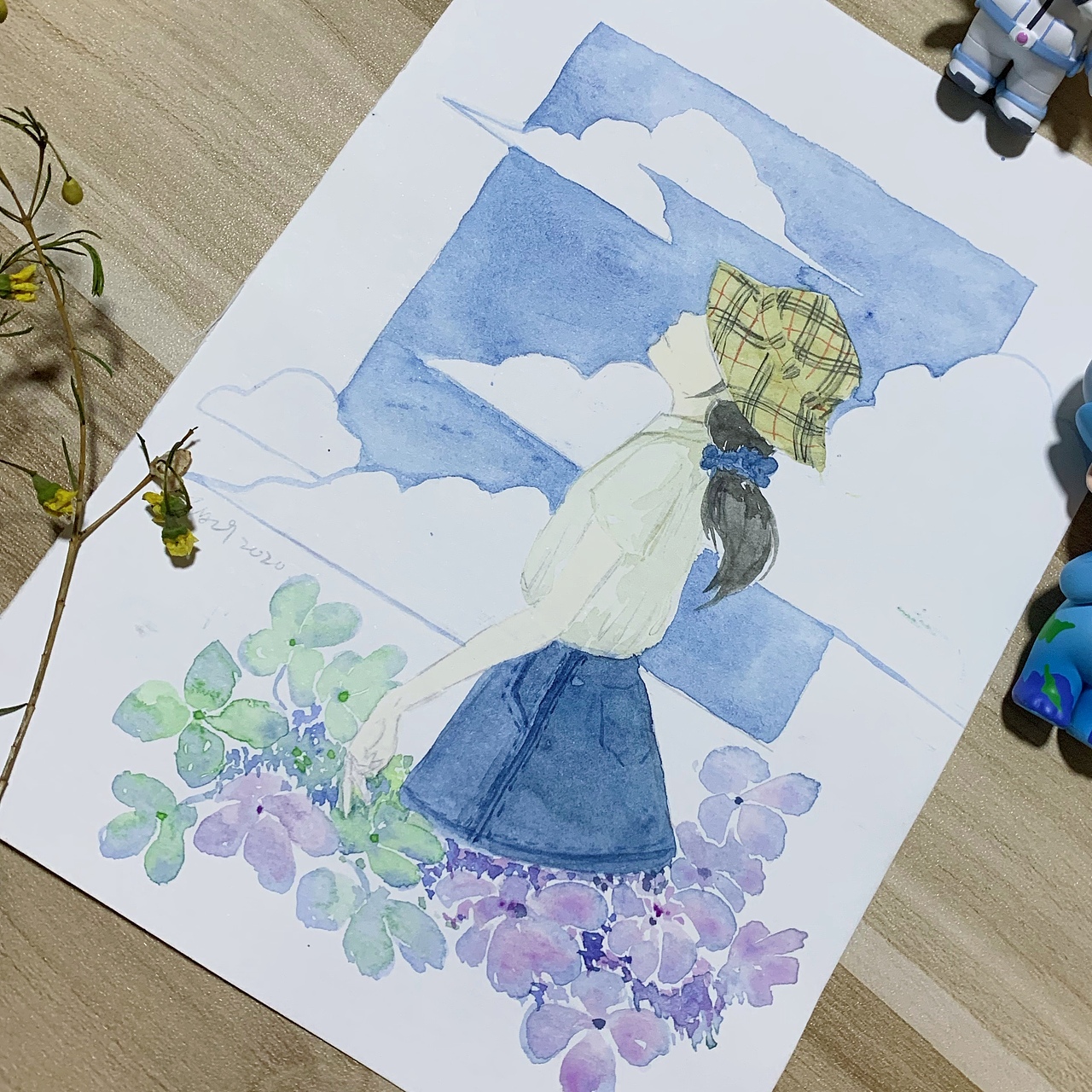 国风水彩人物花卉插画杂烩