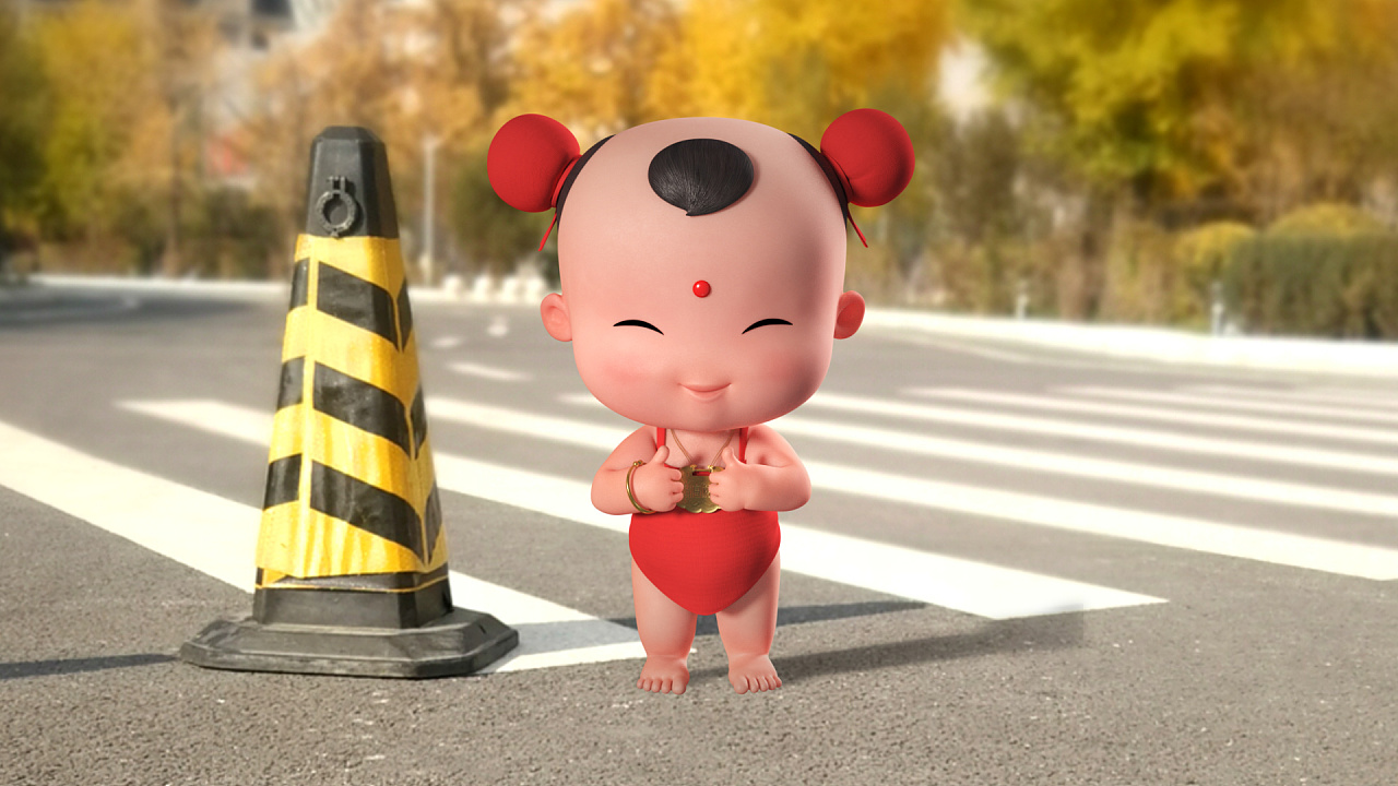 招财童子大家过马路要注意哦