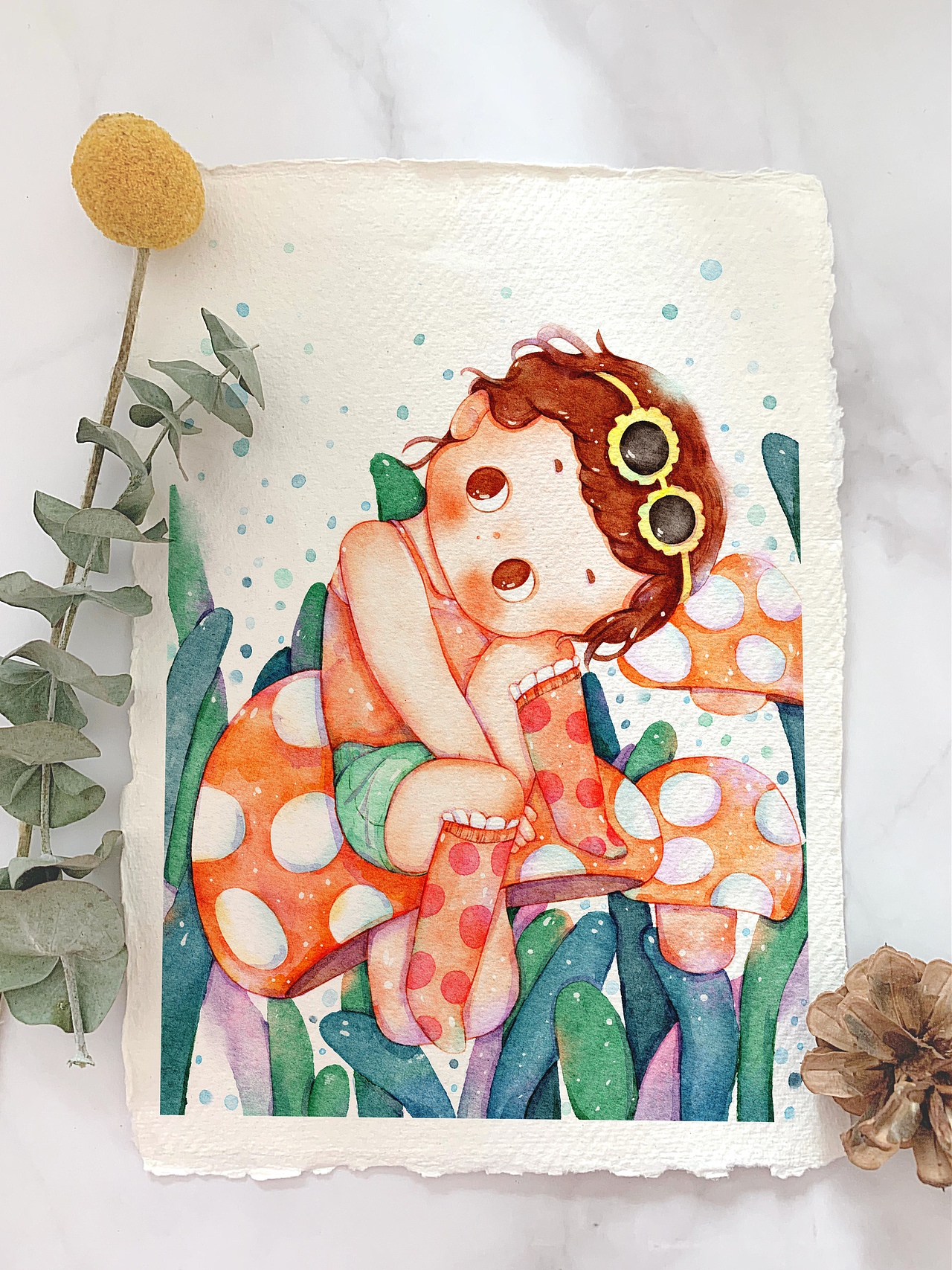 治愈水彩插画|森系女孩|水彩（图ZMjc2MTgwMDM2） - 商业插画 - 站酷设计师画画的秋小谷原创素材 - 站酷ZCOOL