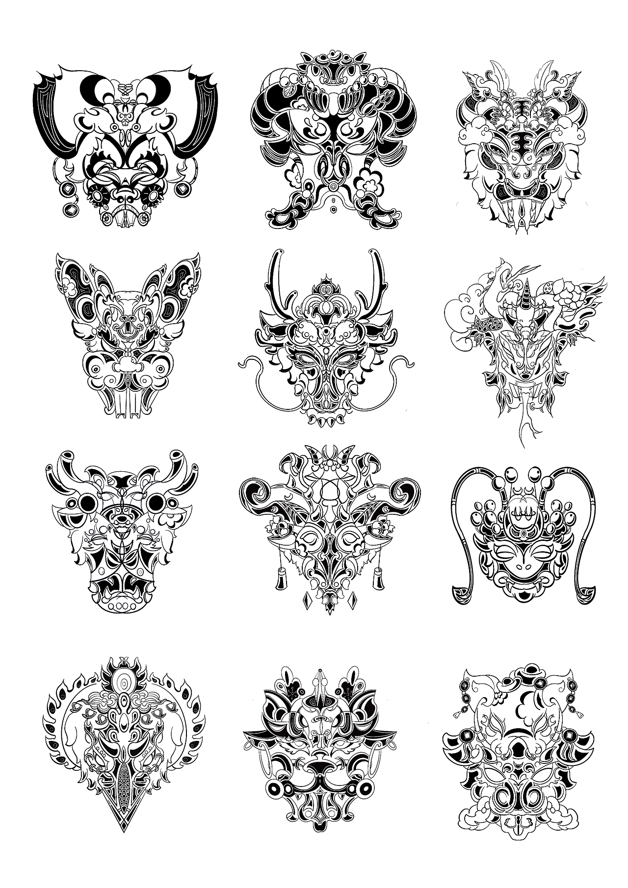 十二生肖作业练习（图ZMjc1NzkzMDky） - 图案 - 站酷设计师大然呐呐原创素材 - 站酷ZCOOL