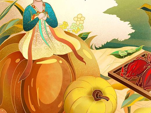 感恩节大明宫国风练习（个人主页-ZNjQxNjA4ODg=） - 商业插画 - 站酷设计师微子上帝原创素材 - 站酷ZCOOL