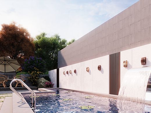 现代庭院日景，夜景表现