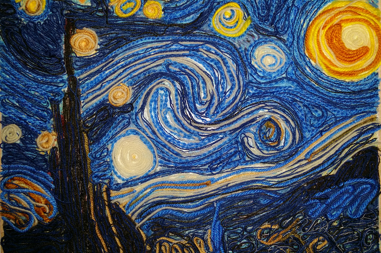 毛线贴画《星夜》（图ZMTk5MzA3MjQ=） - 其他手工艺 - 站酷设计师lanneyliang原创素材 - 站酷ZCOOL