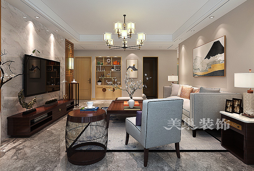 金科城B7(8)户型三室两厅144平方新中式装修设计