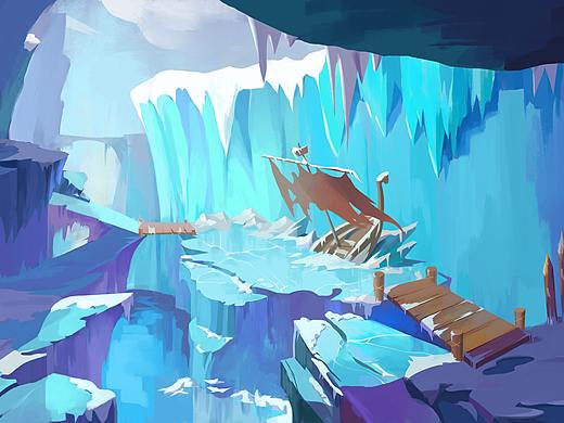 冰川场景（个人主页-ZNDg3MDUwMDA=） - 游戏原画 - 站酷设计师赛波螺原创素材 - 站酷ZCOOL