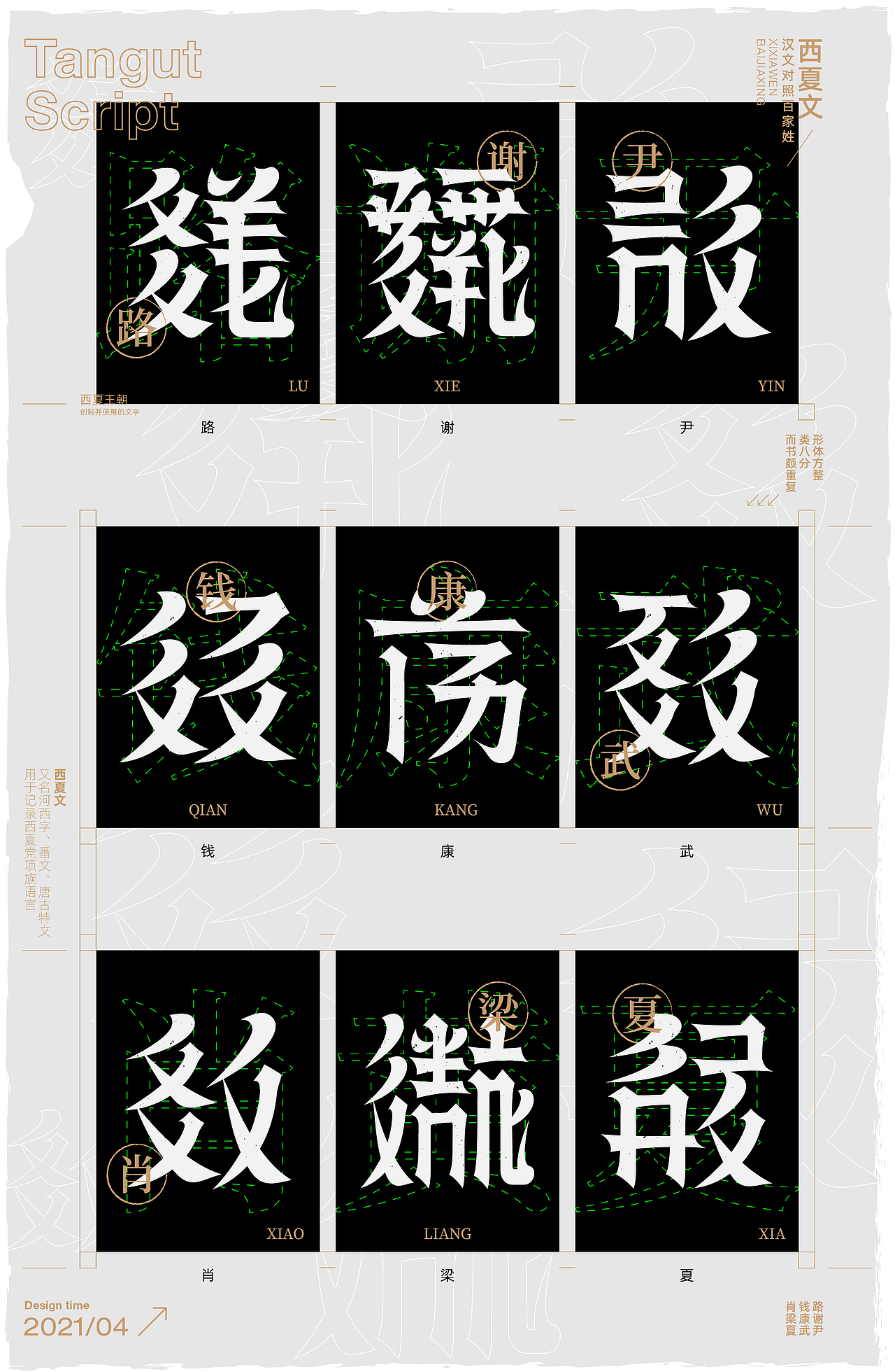 西夏文百家姓字体设计