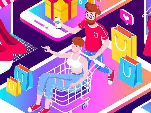 2.5d购物插画