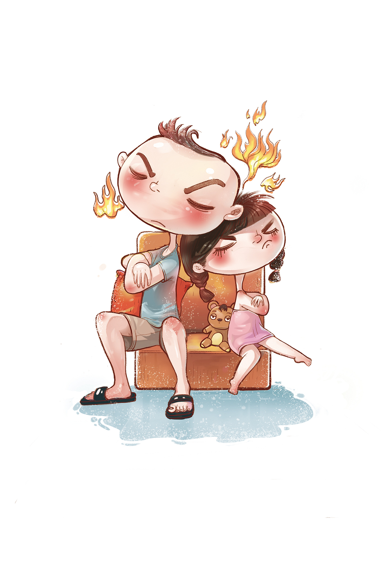 "拉锁的星期八"系列之《兄妹大战婴儿谷》|插画|儿童插画|谛缘花