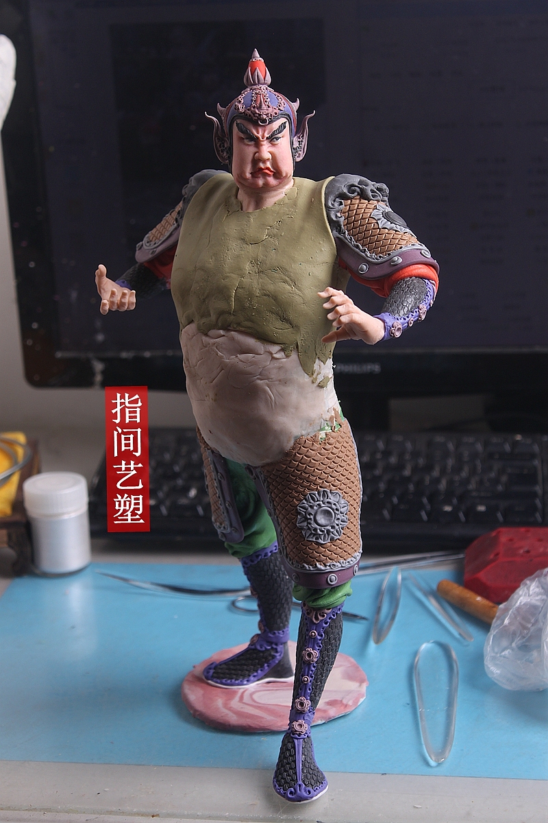 贺加贵面塑软陶(韦陀菩萨 )