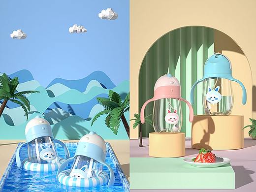 夏日风格-母婴-【水杯展示】小家电【电风扇展示】