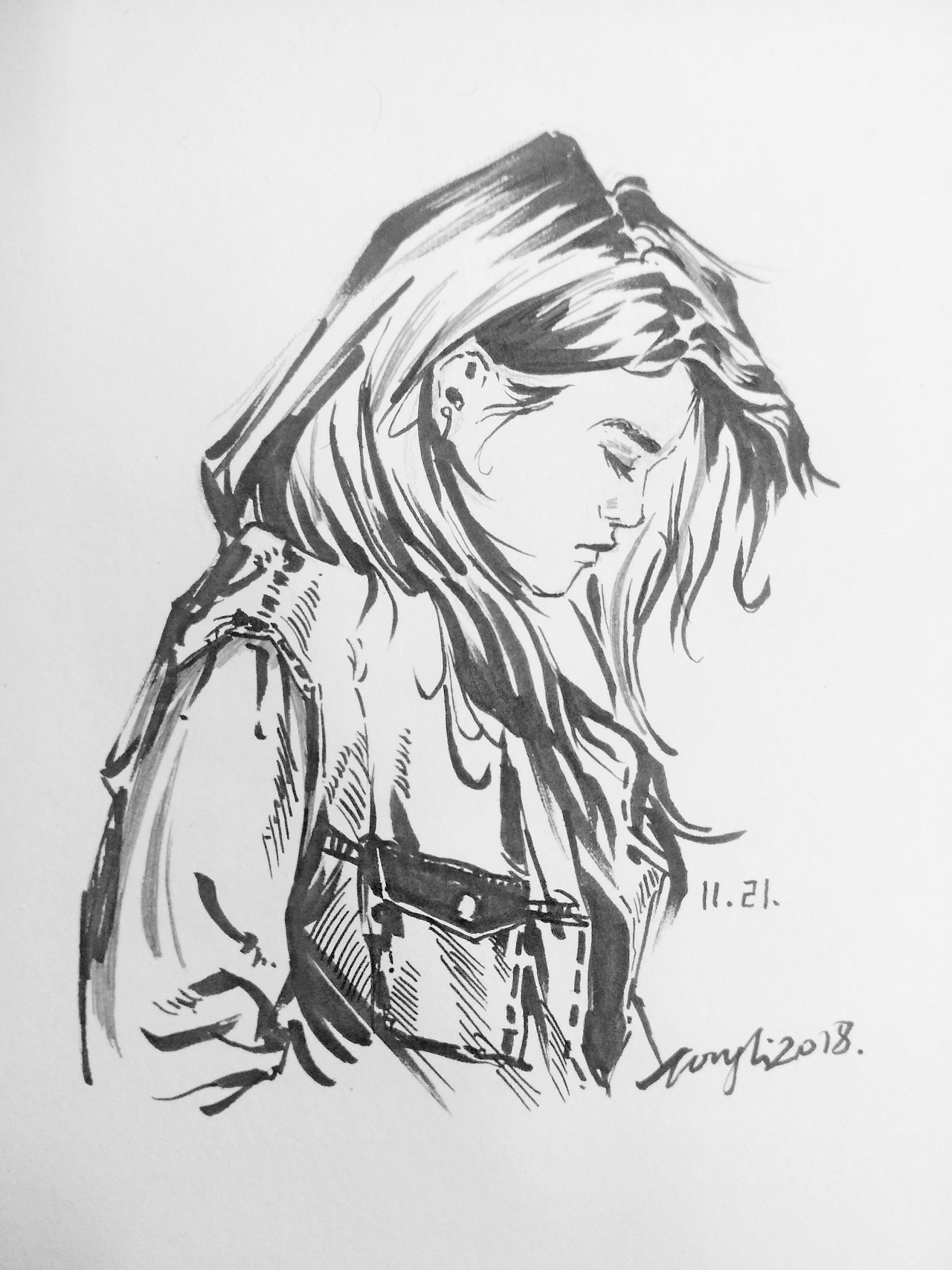 大一第一学期整的一些黑白人物简画