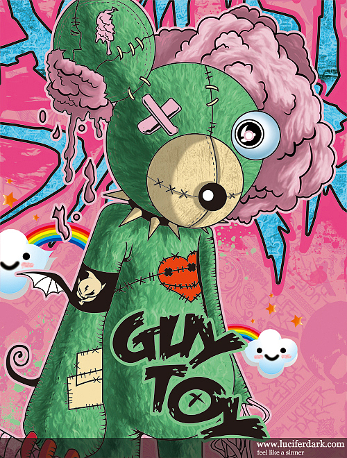 2010夏季潮流服饰luciferdark的t恤图案丧尸熊插画
