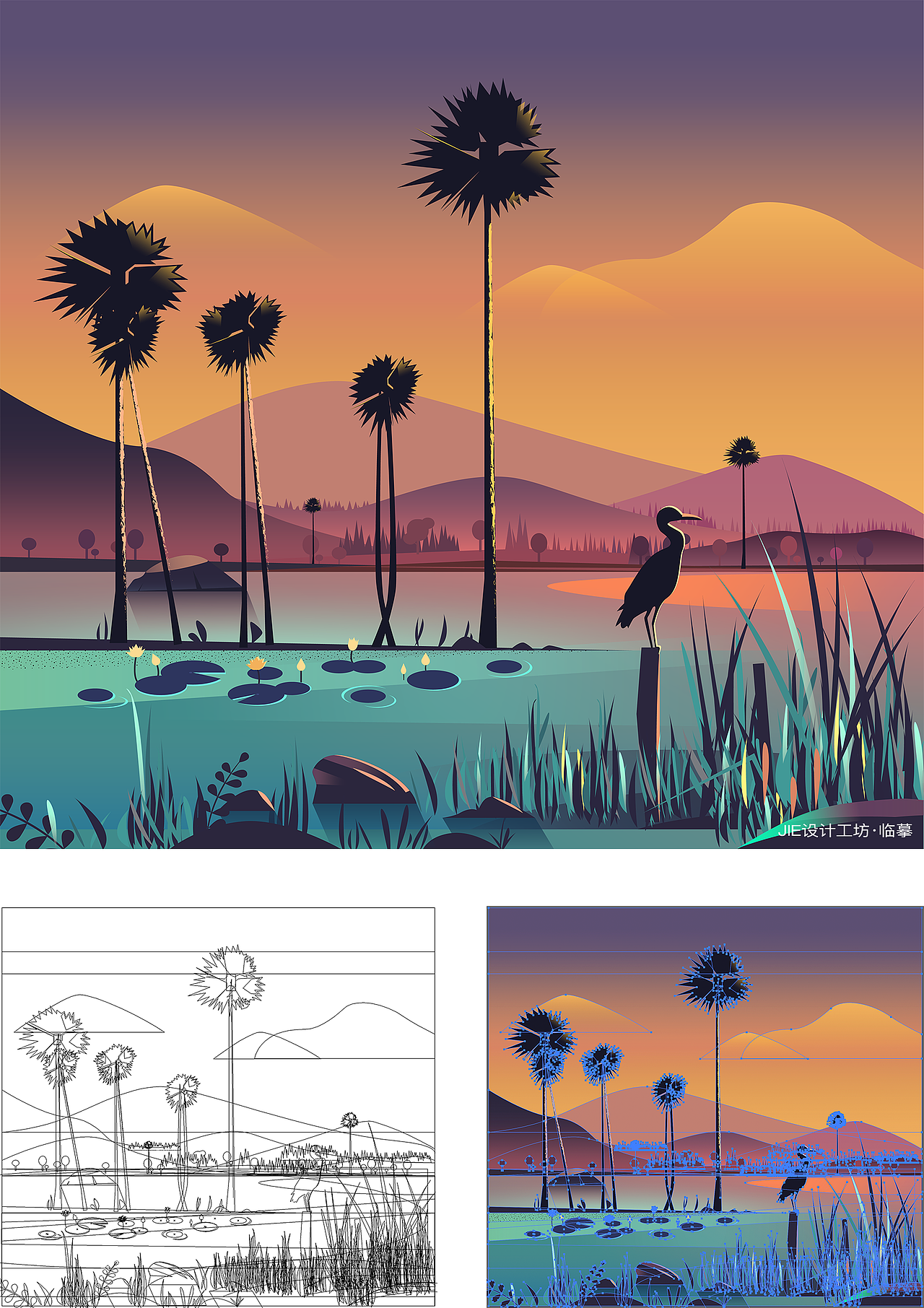 AI插画临摹鉴赏（图ZMTM3ODUyNDYw） - 创作习作 - 站酷设计师Designer_JIE原创素材 - 站酷ZCOOL