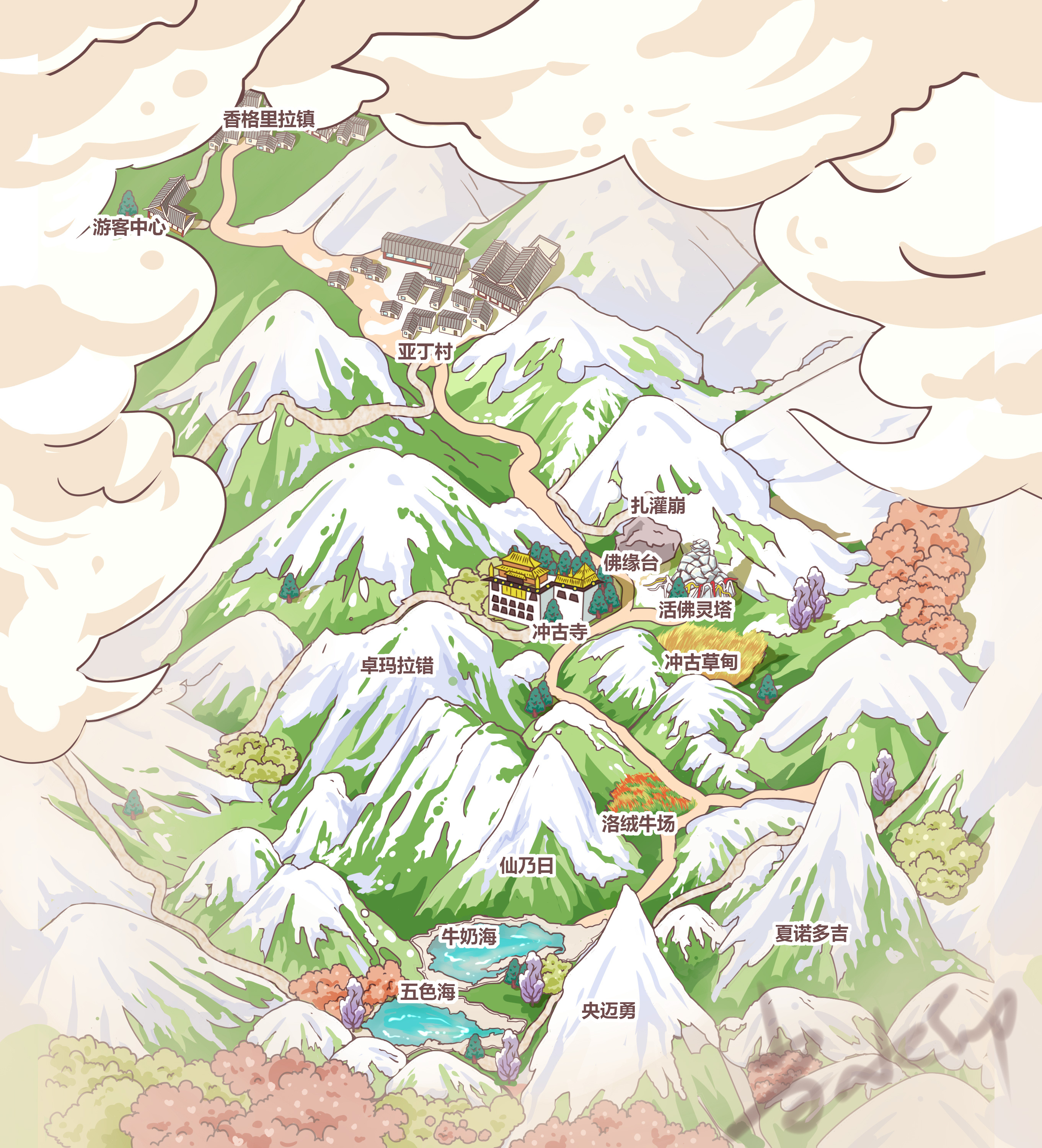 手绘地图大合集 景区城市各种风格定制设计