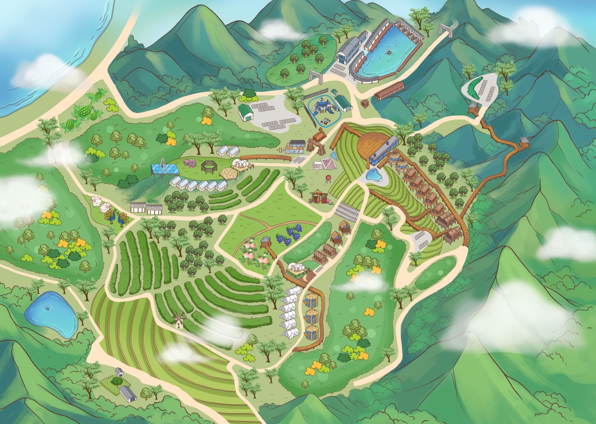 手绘地图大合集 景区城市各种风格定制设计