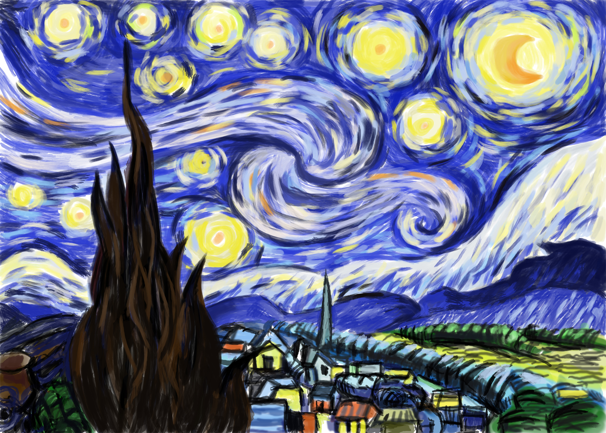 梵高星月夜原图 壁纸图片