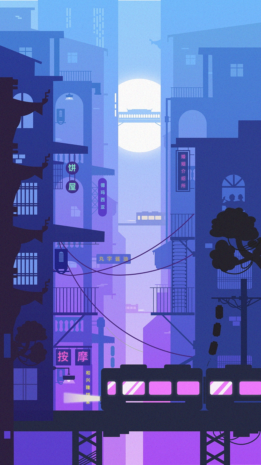 街景-扁平化插画（图ZMTU2MDI4Mzg4） - 创作习作 - 站酷设计师拿着菠萝的猪原创素材 - 站酷ZCOOL