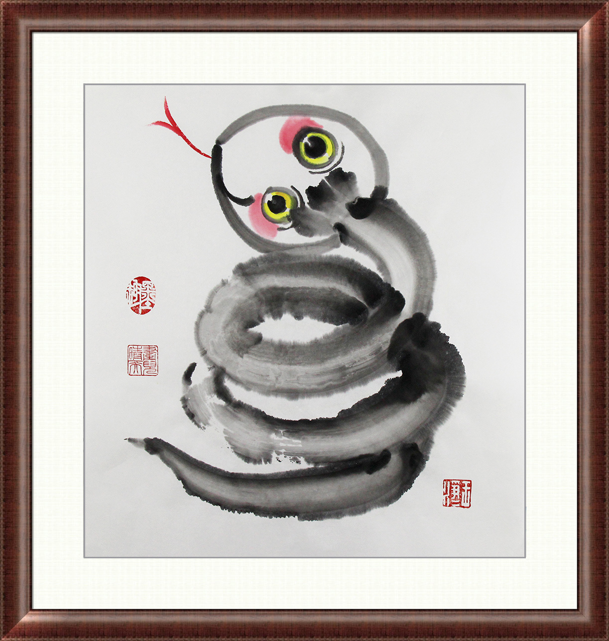 画儿晴天生肖水墨画-水墨蛇篇 4副