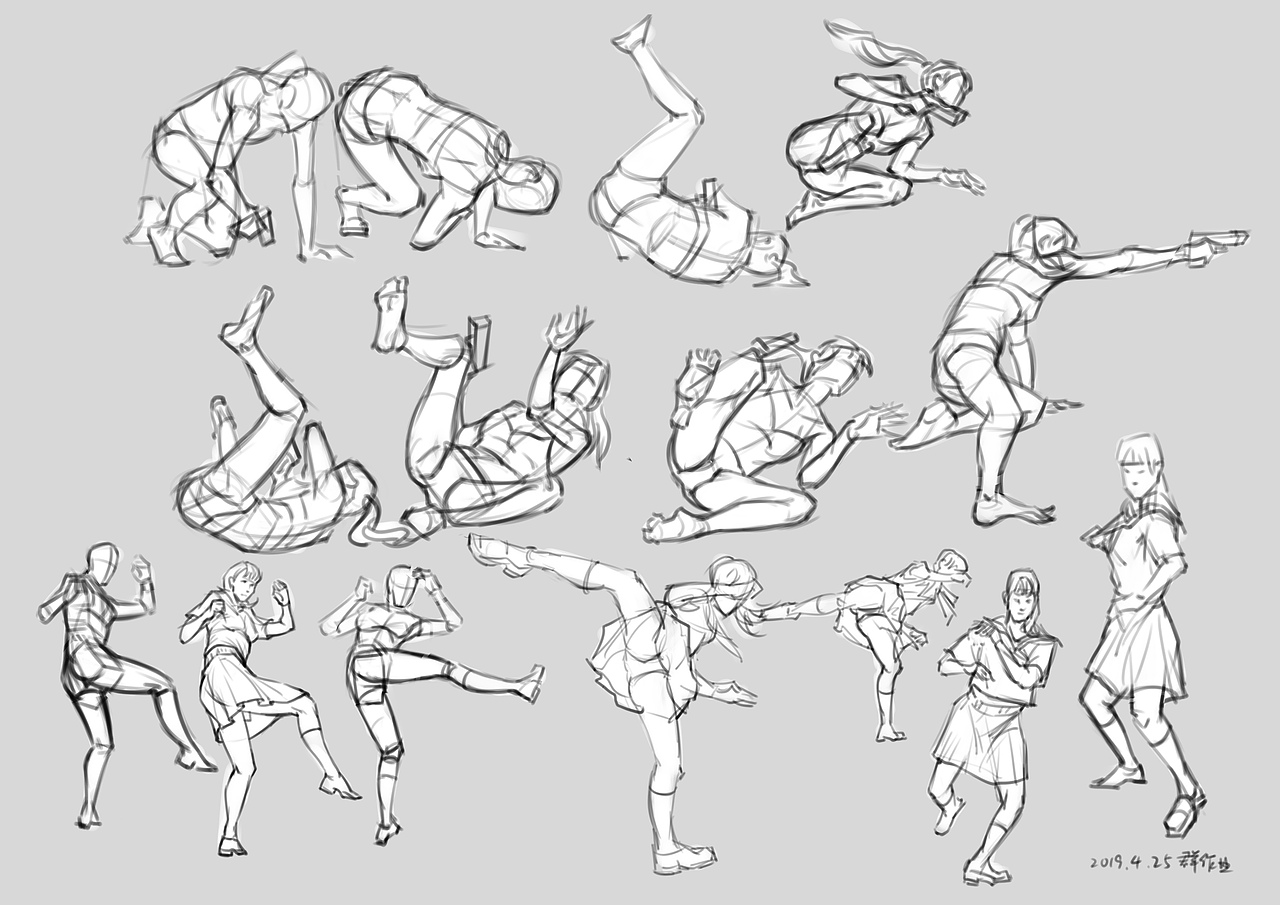 人体转角度速写练习