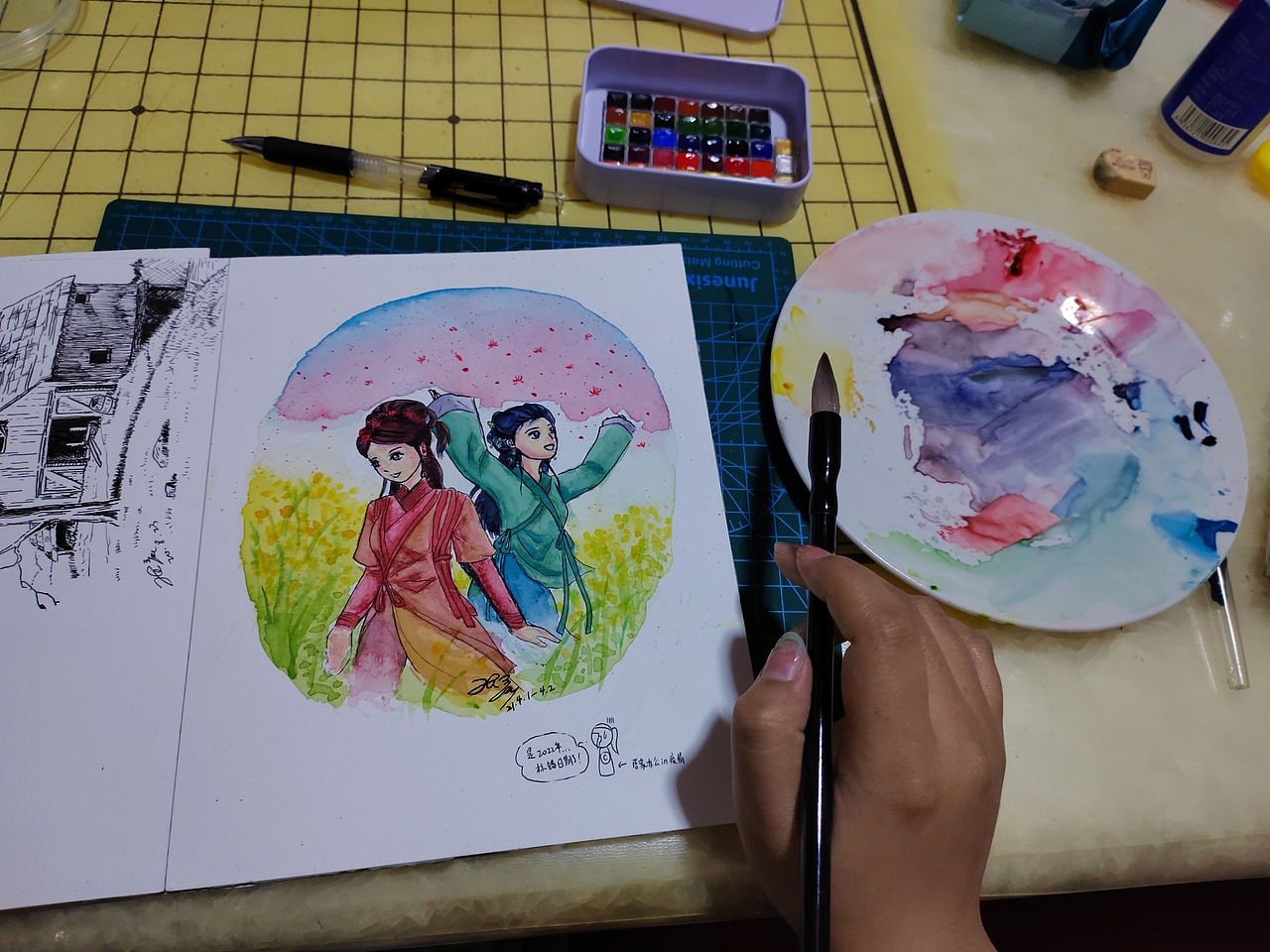 水彩练习-林月如赵灵儿（图ZMjk1NzcyMjg0） - 创作习作 - 站酷设计师那年青辰原创素材 - 站酷ZCOOL