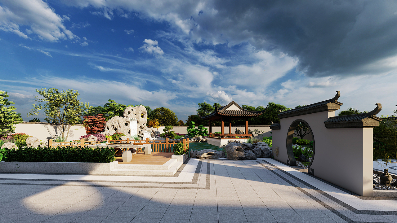 松滋苏式别墅庭院效果图设计师焦学杰