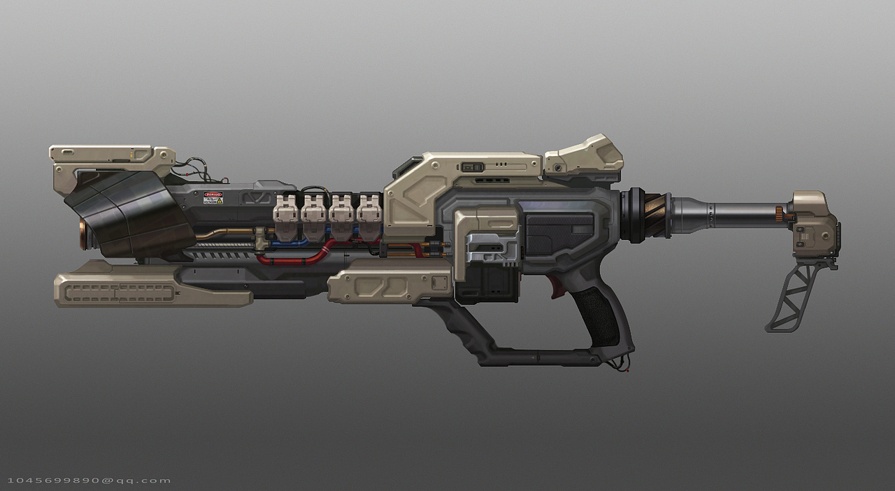 科幻类枪械设定侧视图一套|插画|概念设定|铛硅 - 原创作品 - 站酷