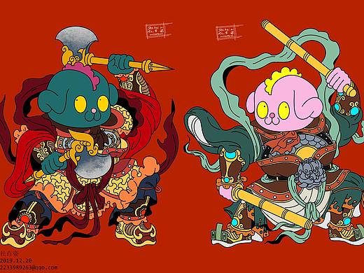 年畫(huà)門(mén)神系列（個(gè)人主頁(yè)-ZNDE2ODYzMzY=） - 商業(yè)插畫(huà) - 站酷設(shè)計(jì)師社百姿原創(chuàng)素材 - 站酷ZCOOL