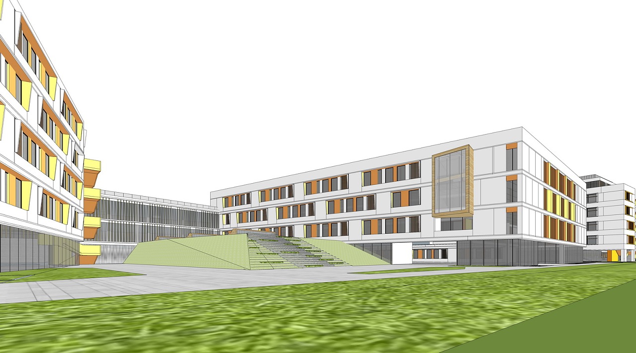 现代小学设计su模型下载