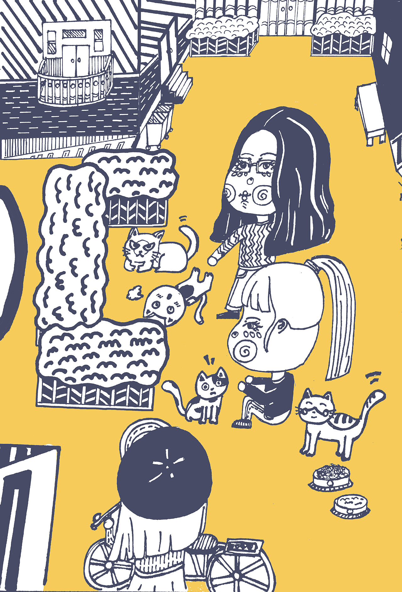 校园插画及丝网印刷