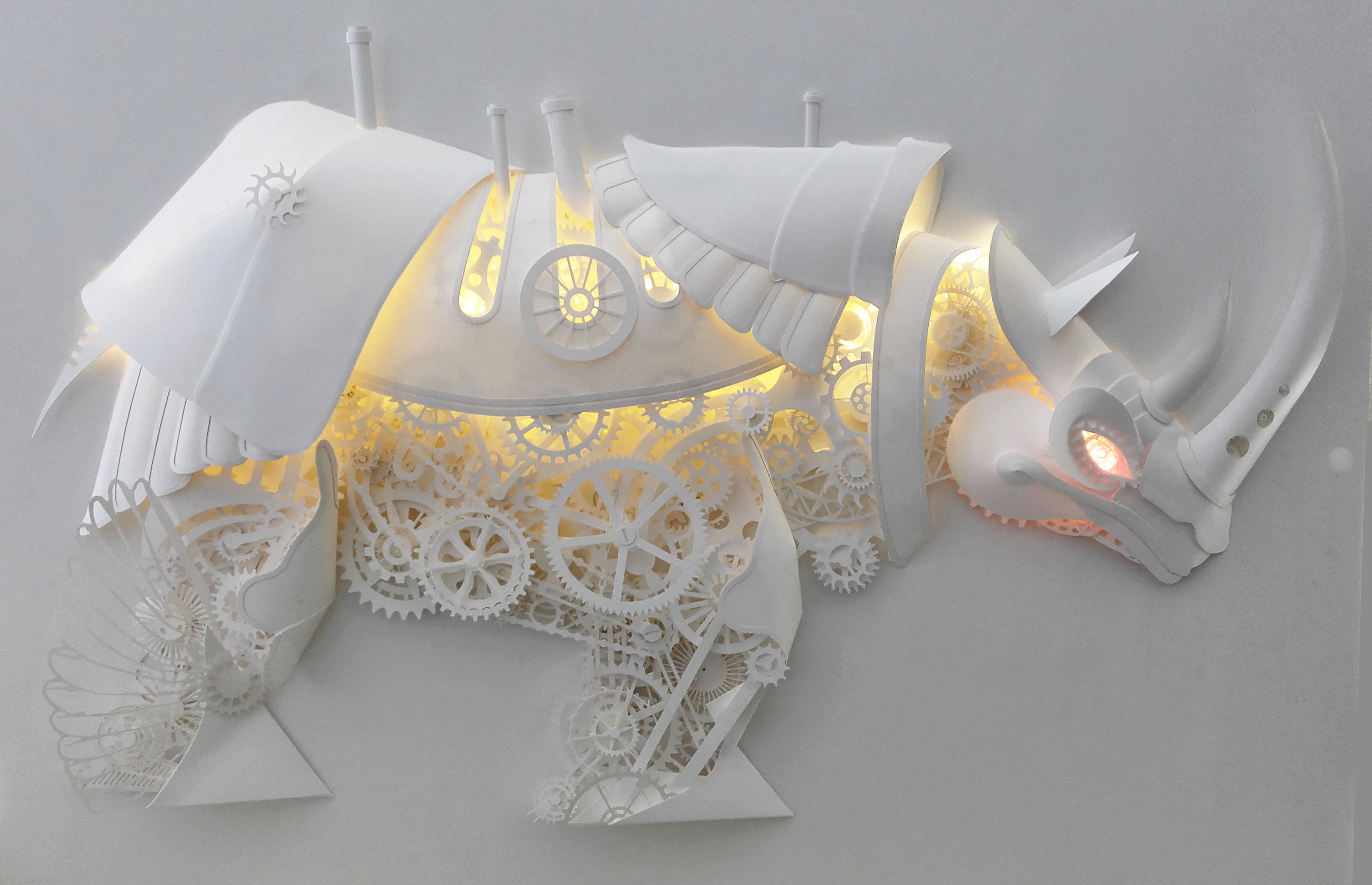 纸雕犀牛 动物世界|手工艺|其他手工|尹利帅纸艺师 - 原创作品 - 站酷