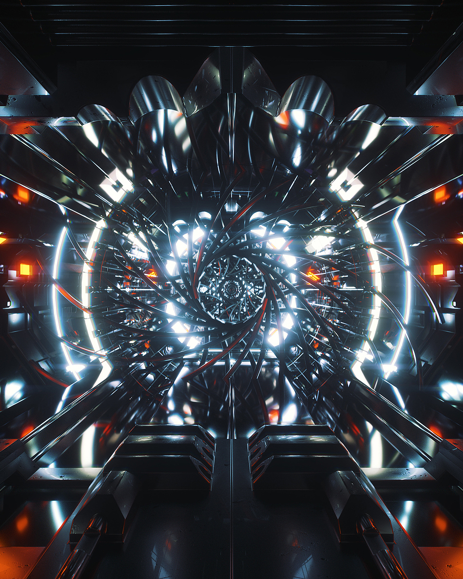 c4d场景金属工业科幻机械科技未来3d模型工程临摹作品