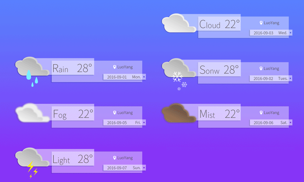 呦呦鹿鸣-动效天气UI
