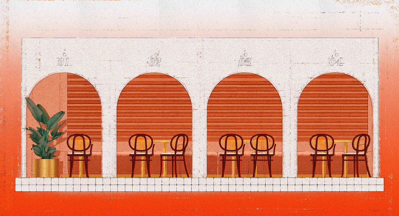 ▲ 插画师为二楼用餐区绘制的空间插画