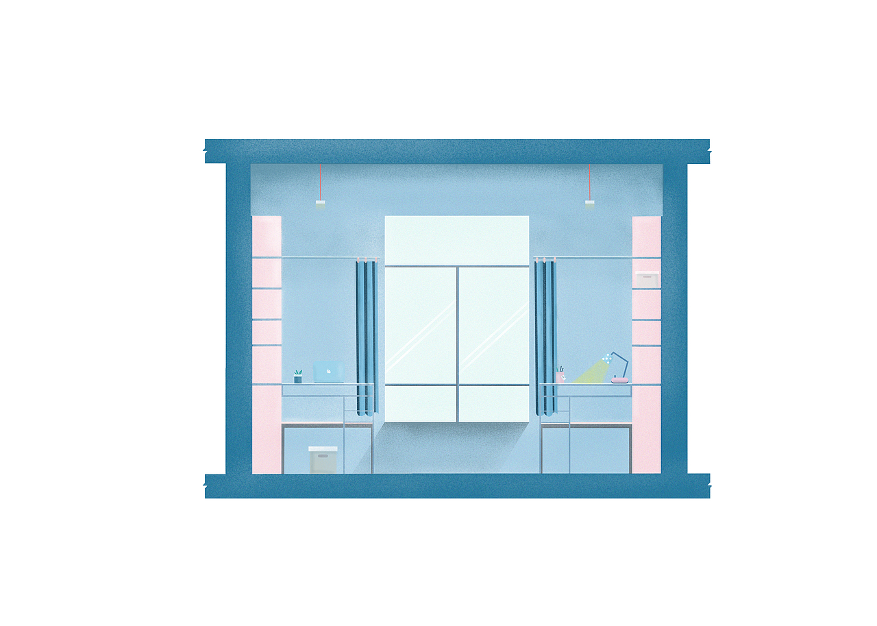 插画建筑室内-寝室