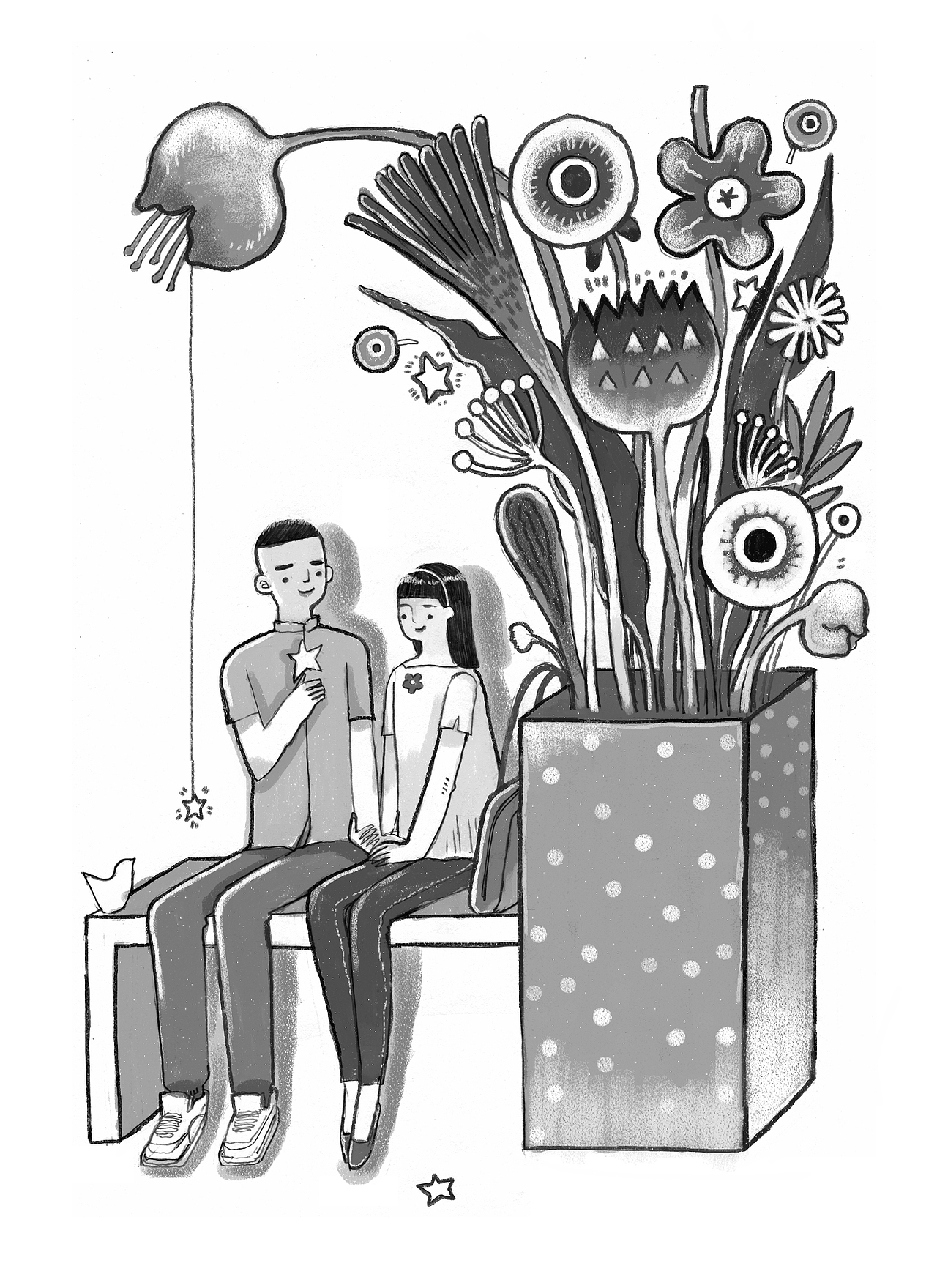 最近为青年文摘黑白版杂志画的内插版权沈阳/插画师/3年前/82浏览