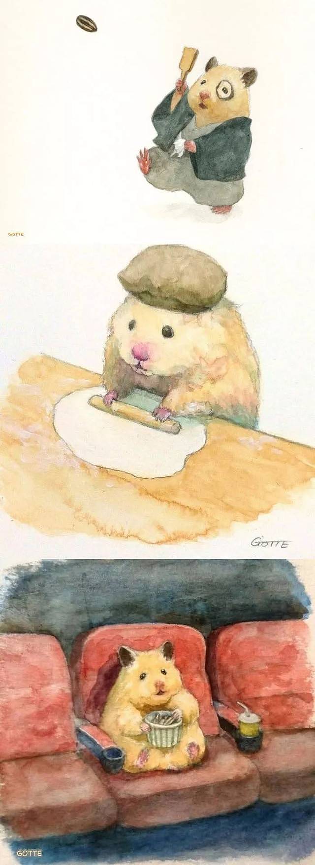 日本插画师gotte笔下的超萌小仓鼠
