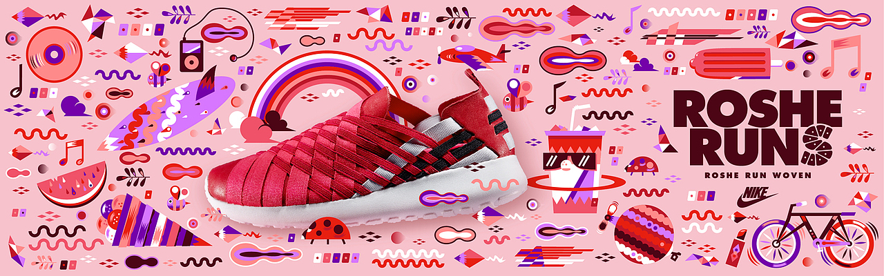 NIKE——ROSHE RUNS店内海报及网站插图设计