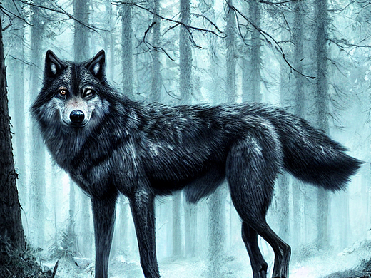 #AI创作实验室#暗黑森林,详细的狼刻画超现实风格