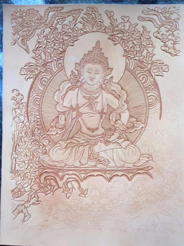 鑫渔皮艺皮雕大师李扬作品皮雕唐卡皮雕画