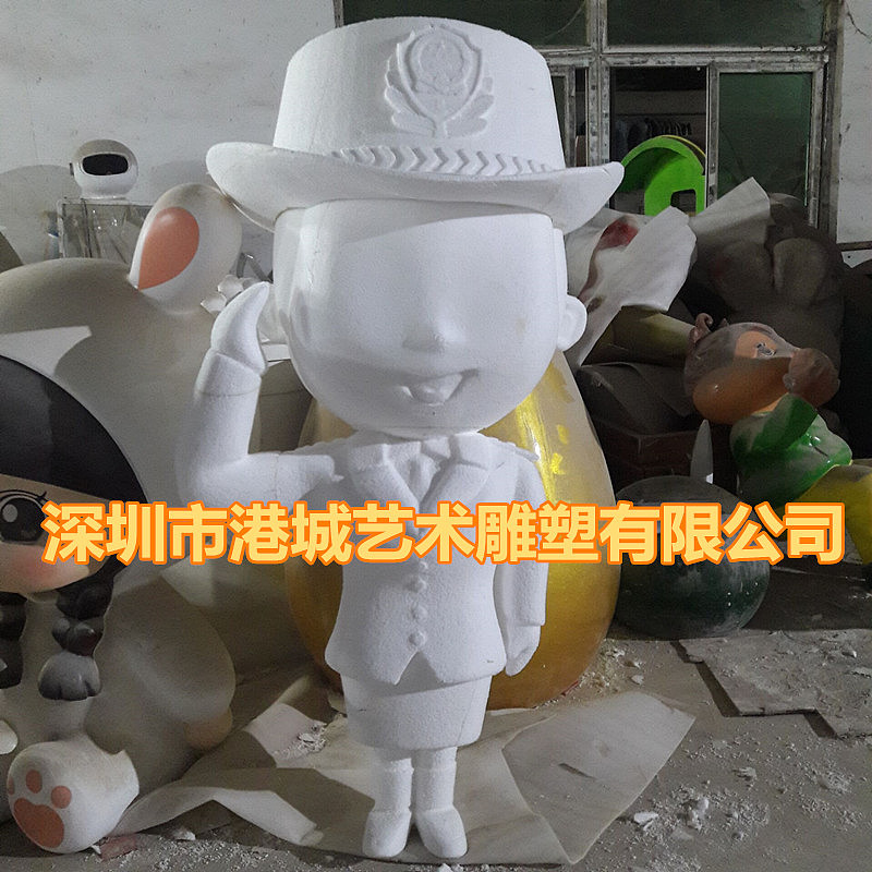 动漫交通指挥模型玻璃钢警察交警城管卡通公仔雕塑展览