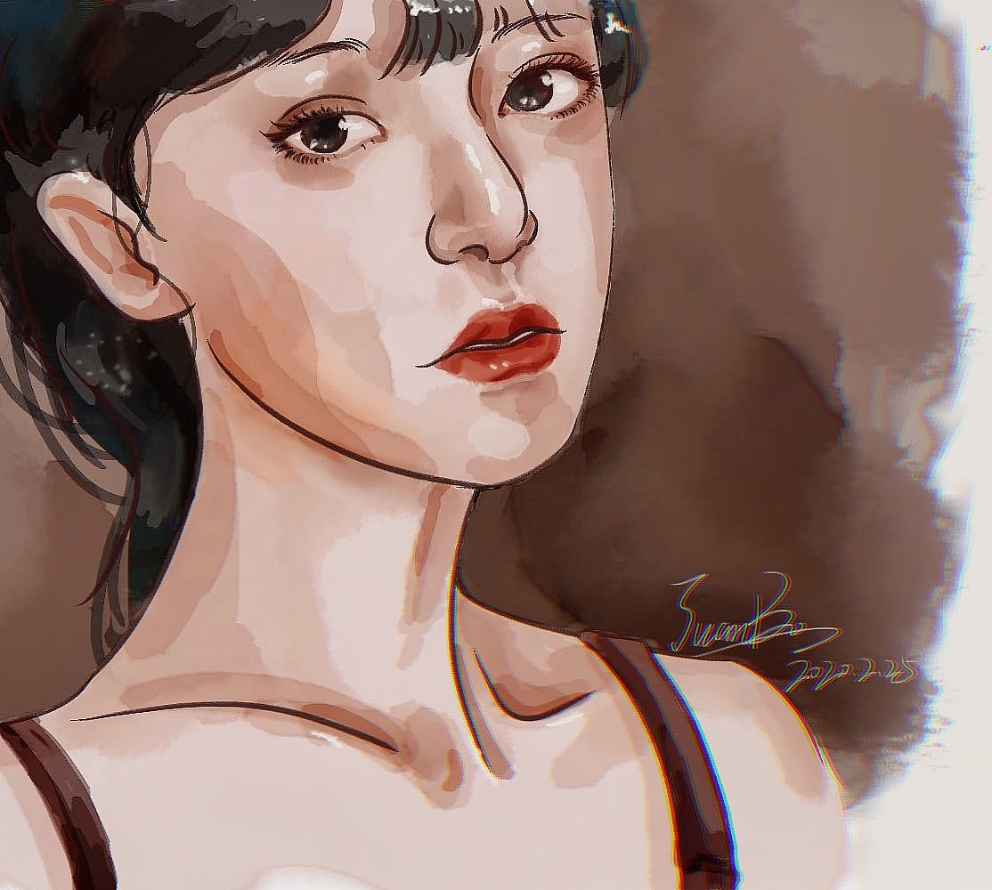 人物水彩转手绘插画