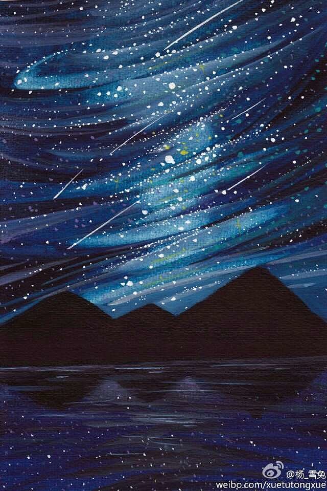 【载梦星空】不透明水彩创意