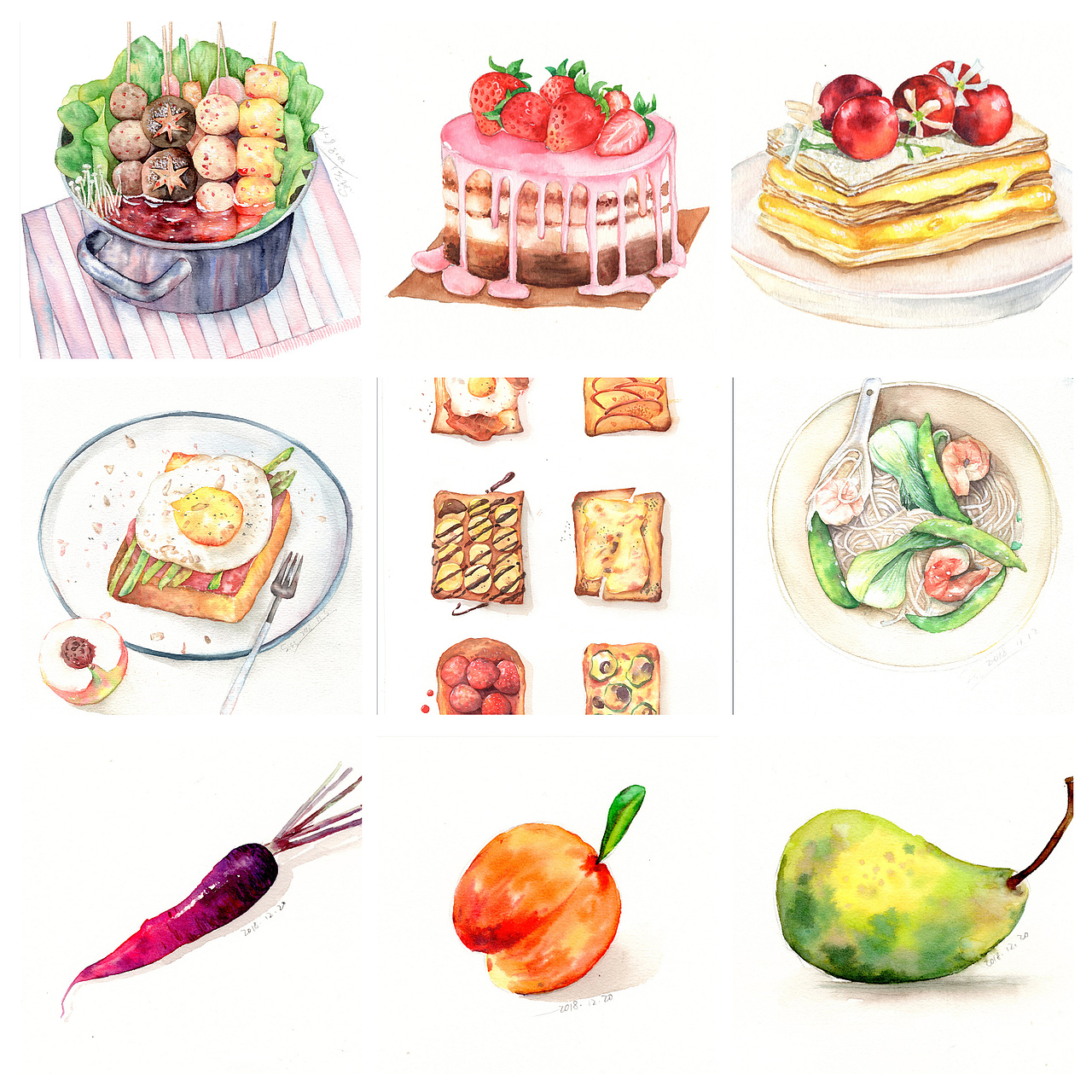 2018水彩总结（图ZMTQwNDA0MzUy） - 商业插画 - 站酷设计师和夕夕原创素材 - 站酷ZCOOL