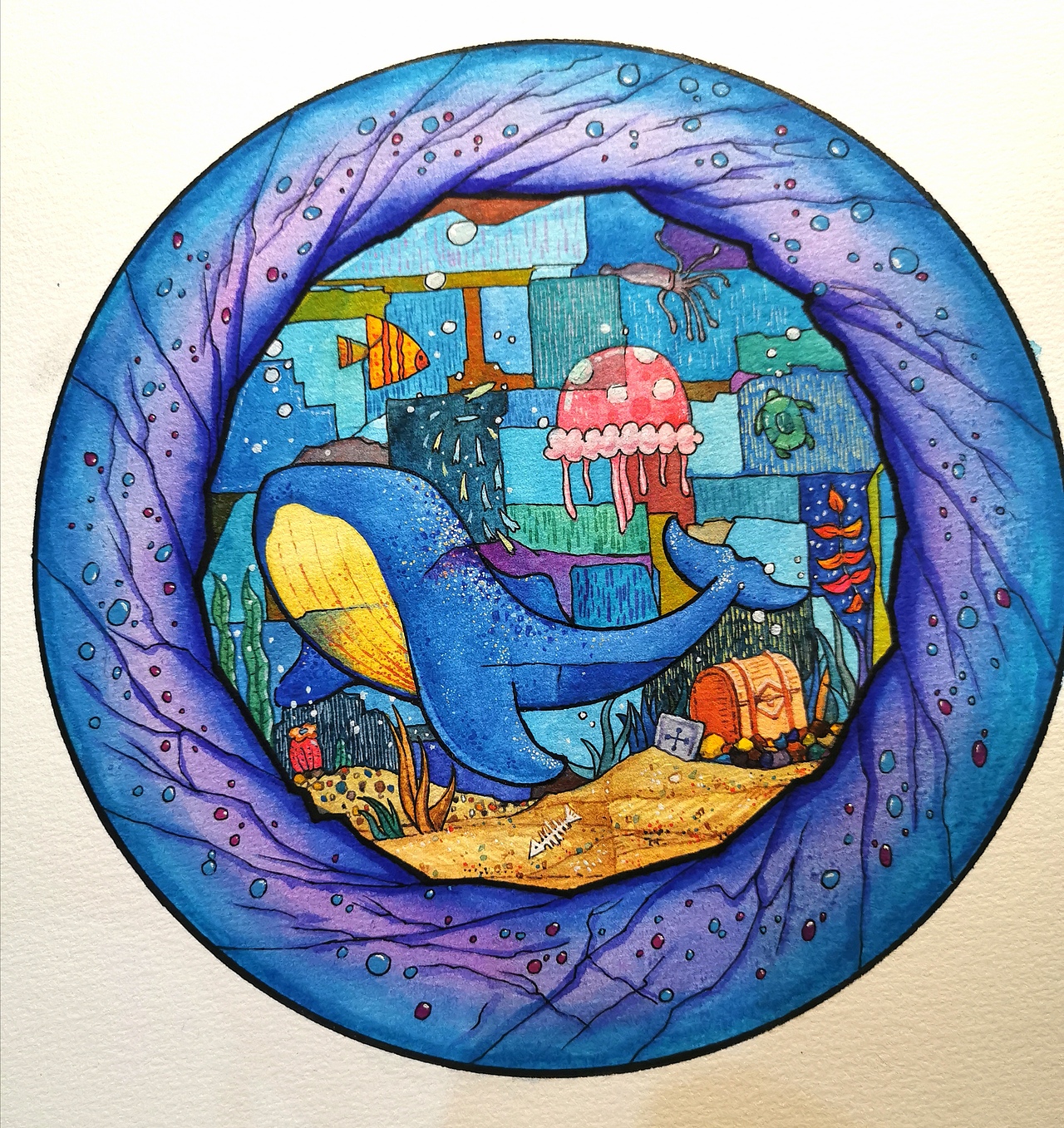 万花筒中的海洋王国（图ZMjEyMjg3NjA0） - 商业插画 - 站酷设计师孟极艺术空间原创素材 - 站酷ZCOOL
